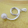 Sterling Silver Pendant/Charm with Pearl, 24x12mm, Sold by PC