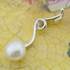 Sterling Silver Pendant/Charm with Pearl, 28.65x7.33mm, Sold by PC