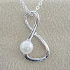Sterling Silver Pendant/Charm with Pearl, 21.65x11.76mm, Sold by PC
