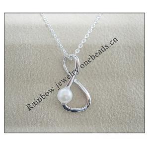 Sterling Silver Pendant/Charm with Pearl, 21.65x11.76mm, Sold by PC