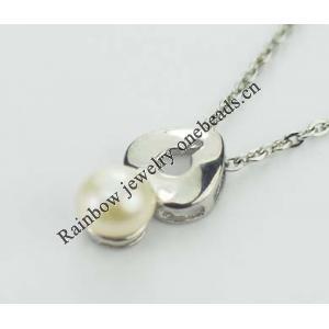 Sterling Silver Pendant/Charm with Pearl, 16x9mm, Sold by PC