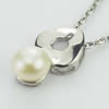 Sterling Silver Pendant/Charm with Pearl, 16x9mm, Sold by PC