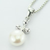 Sterling Silver Pendant/Charm with Pearl, 19.47x7.44mm, Sold by PC