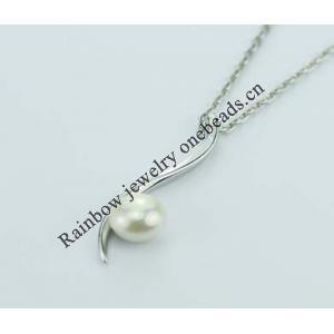 Sterling Silver Pendant/Charm with Pearl, 21.19x29mm, Sold by PC