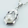 Sterling Silver Pendant/Charm with Pearl, 21.5x9.5mm, Sold by PC