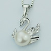 Sterling Silver Pendant/Charm with Pearl, 21x14mm, Sold by PC