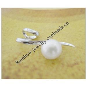 Sterling Silver Pendant/Charm with Pearl, 21.15x11.11mm, Sold by PC