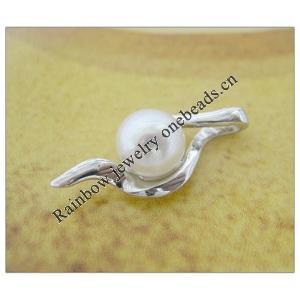 Sterling Silver Pendant/Charm with Pearl, 22.70x10.15mm, Sold by PC