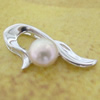 Sterling Silver Pendant/Charm with Pearl, 19.08x9.68mm, Sold by PC