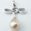 Sterling Silver Pendant/Charm with Pearl, 22x17mm, Sold by PC