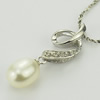 Sterling Silver Pendant/Charm with Pearl, 25x8.5mm, Sold by PC