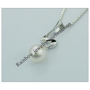 Sterling Silver Pendant/Charm with Pearl, 22x6.5mm, Sold by PC