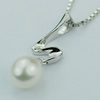 Sterling Silver Pendant/Charm with Pearl, 22x6.5mm, Sold by PC