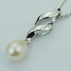 Sterling Silver Pendant/Charm with Pearl, 27x7mm, Sold by PC