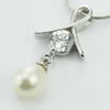 Sterling Silver Pendant/Charm with Pearl, 25x11.5mm, Sold by PC