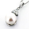 Sterling Silver Pendant/Charm with Pearl, 21.5x10mm, Sold by PC