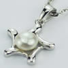 Sterling Silver Pendant/Charm with Pearl, 19.38x13.10mm, Sold by PC