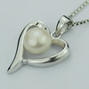 Sterling Silver Pendant/Charm with Pearl, 22x14mm, Sold by PC