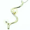 Sterling Silver Pendant/Charm with Pearl, 41.69x15.67mm, Sold by PC