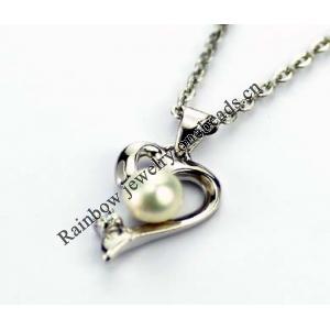Sterling Silver Pendant/Charm with Pearl, 22x11mm, Sold by PC