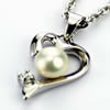 Sterling Silver Pendant/Charm with Pearl, 22x11mm, Sold by PC