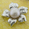 Sterling Silver Pendant/Charm with Pearl, 25.23x23.15mm, Sold by PC