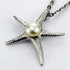 Sterling Silver Pendant/Charm with Pearl, 23x21mm, Sold by PC