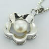 Sterling Silver Pendant/Charm with Pearl, 21.56x14.49mm, Sold by PC