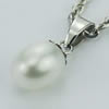 Sterling Silver Pendant/Charm with Pearl, 17x8mm, Sold by PC
