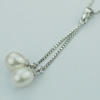 Sterling Silver Pendant/Charm with Pearl, 41.20x12.69mm, Sold by PC