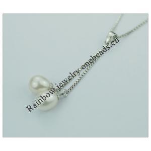 Sterling Silver Pendant/Charm with Pearl, 41.20x12.69mm, Sold by PC