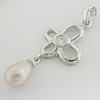 Sterling Silver Pendant/Charm with Pearl, 31.17x12.09mm, Sold by PC