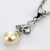 Sterling Silver Pendant/Charm with Pearl, 24.38x8.29mm, Sold by PC