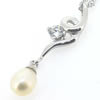Sterling Silver Pendant/Charm with Pearl, 29.67x8.69mm, Sold by PC