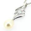 Sterling Silver Pendant/Charm with Pearl, 26x8mm, Sold by PC