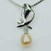 Sterling Silver Pendant/Charm with Pearl, 20.90x8.41mm, Sold by PC