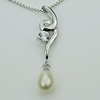 Sterling Silver Pendant/Charm with Pearl, 28.26x7.89mm, Sold by PC