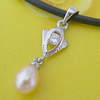 Sterling Silver Pendant/Charm with Pearl, 25.77x7.29mm, Sold by PC