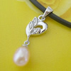 Sterling Silver Pendant/Charm with Pearl, 25.64x7.18mm, Sold by PC