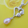 Sterling Silver Pendant/Charm with Pearl, 27.63x10.98mm, Sold by PC