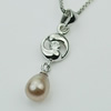 Sterling Silver Pendant/Charm with Pearl, 24.83x6.61mm, Sold by PC