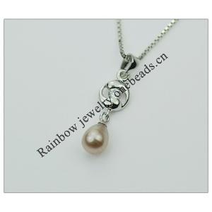 Sterling Silver Pendant/Charm with Pearl, 24.83x6.61mm, Sold by PC