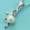 Sterling Silver Pendant/Charm with Pearl, 21.93x7.92mm, Sold by PC