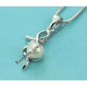 Sterling Silver Pendant/Charm with Pearl, 21.93x7.92mm, Sold by PC