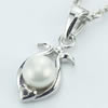 Sterling Silver Pendant/Charm with Pearl, 18.39x7.33mm, Sold by PC