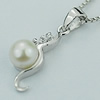 Sterling Silver Pendant/Charm with Pearl, 20.59x7.39mm, Sold by PC