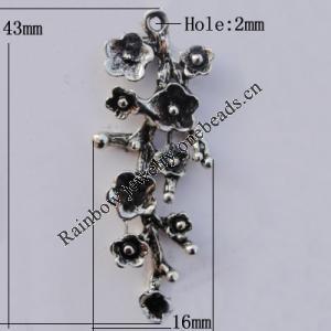Pendant Zinc Alloy Jewelry Findings Lead-free, 43x16mm, Hole:2mm, Sold by Bag