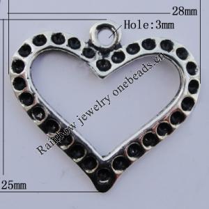 Pendant Zinc Alloy Jewelry Findings Lead-free, 25x28mm, Hole:3mm, Sold by Bag