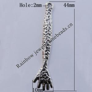 Pendant Zinc Alloy Jewelry Findings Lead-free, 44x10mm, Hole:2mm, Sold by Bag