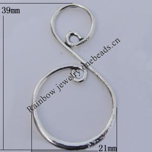 Connector Zinc Alloy Jewelry Findings Lead-free, 39x21mm Hole:2mm, Sold by Bag